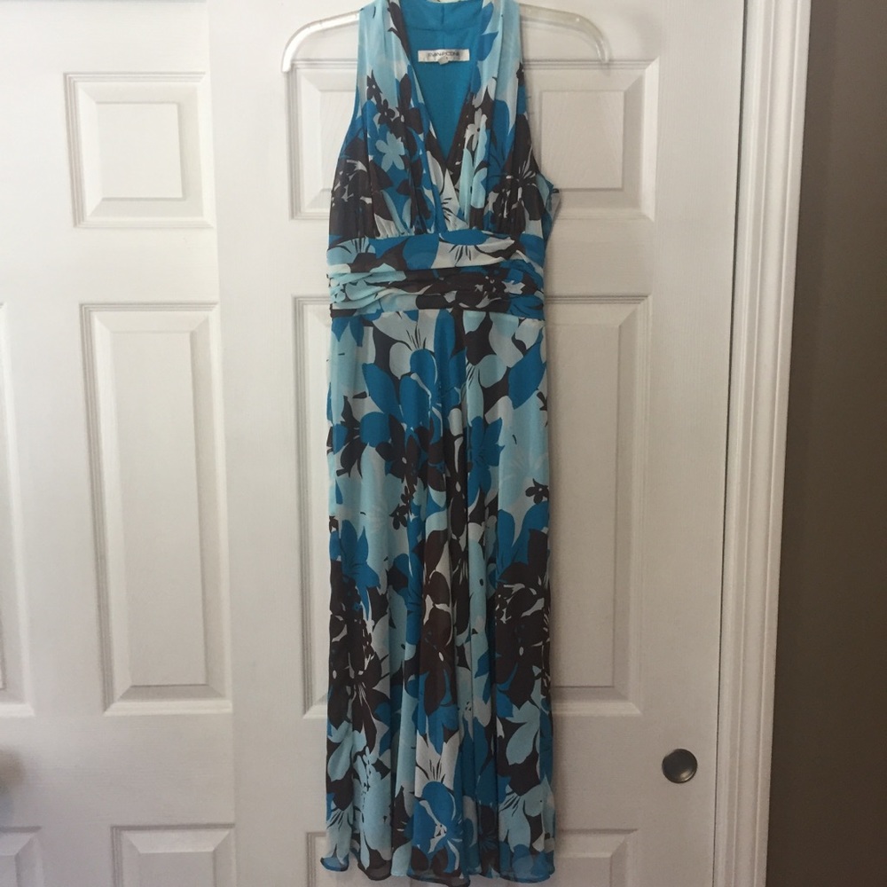 Evan-Picone dress size 4 blue/brown floral